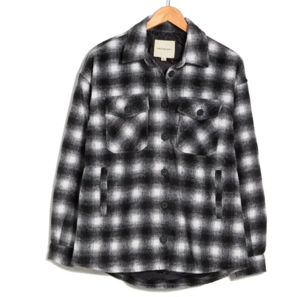 Thread & Supply Shirt Jacket -Shacket In Black & White Size Large.